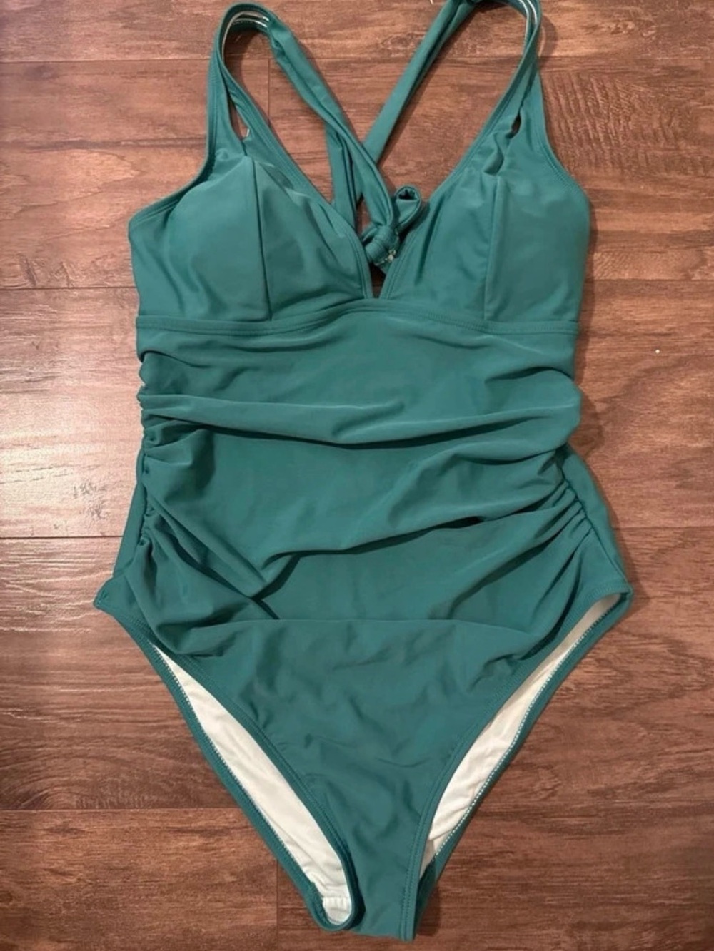 Cupshe Teal Green One-Piece Swimsuit with Ruched Waist